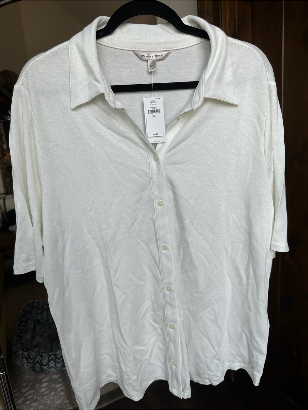 Banana Republic white Short Sleeve Button-Down Polo Shirt